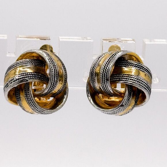 Clip On Classic Gold and Silver tone Celtic Design Love knot Earrings mixed meta - Picture 1 of 2